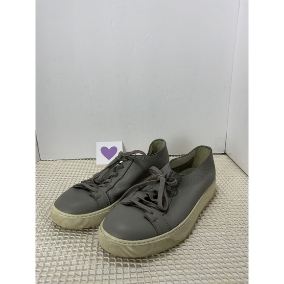 Santoni Leather Low Top Sneakers Mens Size 8 Grey EUC